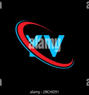 YV Y V letter logo design. Initial letter YV linked circle uppercase monogram logo red and blue. YV logo, Y V design. yv, y v Stock Vector