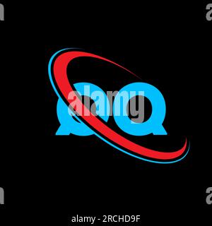 QQ Q Q letter logo design. Initial letter QQ linked circle uppercase monogram logo red and blue. QQ logo, Q Q design. qq, q q Stock Vector