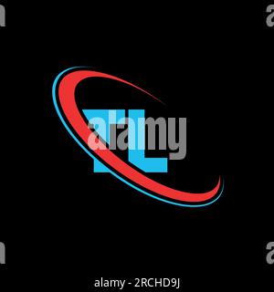 TL T L letter logo design. Initial letter TL linked circle upercase monogram logo red and blue. TL logo, T L design. tl, t l Stock Vector