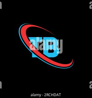 TB T B letter logo design. Initial letter TB linked circle upercase monogram logo red and blue. TB logo, T B design. tb, t b Stock Vector