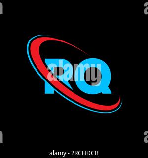 RQ R Q letter logo design. Initial letter RQ linked circle uppercase monogram logo red and blue. RQ logo, R Q design. rq, r q Stock Vector