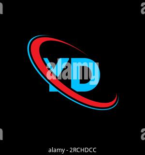 YD Y D letter logo design. Initial letter YD linked circle uppercase monogram logo red and blue. YD logo, Y D design. yd, y d Stock Vector