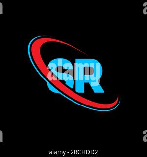 SR S R letter logo design. Initial letter SR linked circle uppercase monogram logo red and blue. S R logo, S R design. sr, s r Stock Vector