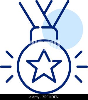 Reward icon. Medal with star and ribbons. Pixel perfect icon Stock Vector