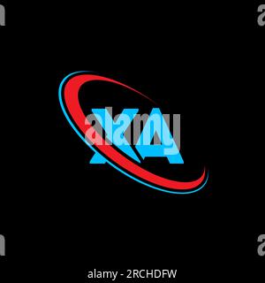 XA X A letter logo design. Initial letter XA linked circle uppercase monogram logo red and blue. XA logo, X A design. xa, x a Stock Vector