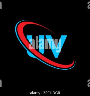 UV U V letter logo design. Initial letter UV linked circle uppercase monogram logo red and blue. UV logo, U V design. uv, u v Stock Vector