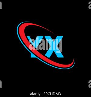 YX Y X letter logo design. Initial letter YX linked circle uppercase monogram logo red and blue. YX logo, Y X design. yx, y x Stock Vector
