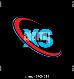 XS X S letter logo design. Initial letter XS linked circle uppercase monogram logo red and blue. XS logo, X S design. xs, x s Stock Vector