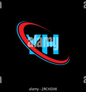 YH Y H letter logo design. Initial letter YH linked circle uppercase monogram logo red and blue. YH logo, Y H design. yh, y h Stock Vector