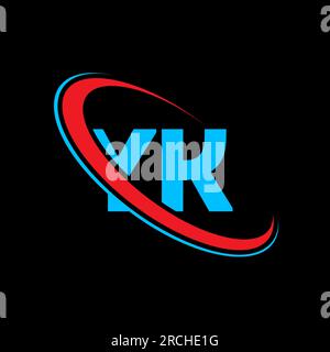 YK Y K letter logo design. Initial letter YK linked circle uppercase monogram logo red and blue. YK logo, Y K design. yk, y k Stock Vector