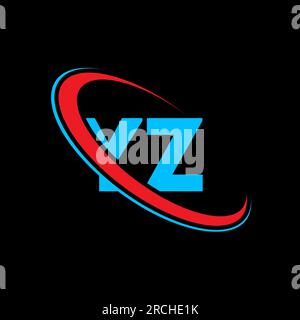 YZ Y Z letter logo design. Initial letter YZ linked circle uppercase monogram logo red and blue. YZ logo, Y Z design. yz, y z Stock Vector