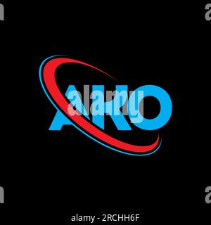 AKO circle letter logo design with circle and ellipse shape. AKO ...