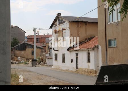 a miserable town full of dilapidated houses left outside the city Stock Photo