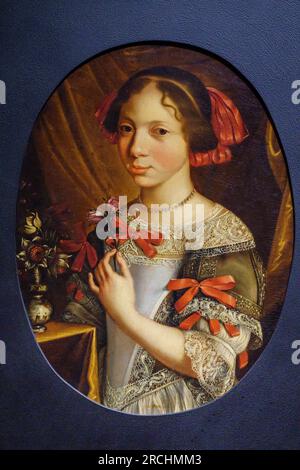 Girl with roses, Francesco Cittadini il Milanese, Nins, portraits of children s. XVI-XIX, Sa Bassa Blanca Museum (msbb) Yannick Vu and Ben Jakober , A Stock Photo