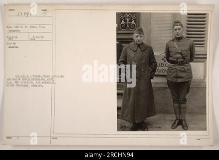 Lt. Col. C.C. Teare and Major Edw. S. Greenbaum, personnel of the 4th Division, at Bad Bertrich, Rhine Province, Germany. Photograph taken by Sgt. L.C. E. Dunn on April 14, 1919. Description issued on January 22, 1919. Referenced number: RECO 358-79. Stock Photo