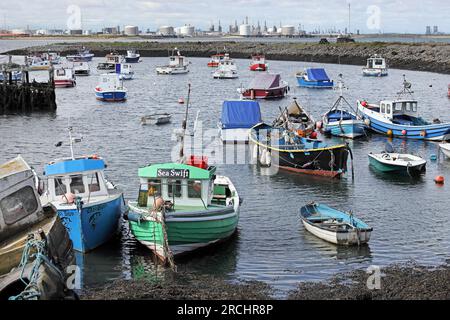 The view from Paddy’s Hole towards the Seal Sands industrial complex, South Gare, North Yorkshire, UK Stock Photo