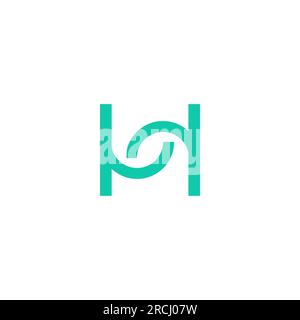 H Line Logo Design. H logo Connection Stock Vector