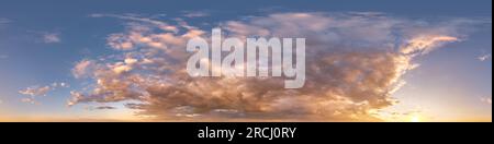 seamless sunset cloudy blue skydome hdri panorama 360 degrees angle view with zenith and beautiful clouds for use in 3d graphics as sky or edit drone Stock Photo