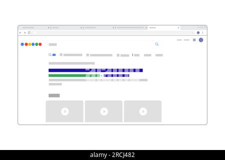 Search engine result page browser exploration user interface simplified user interface Stock Vector