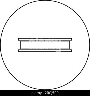 Beam girder I-beam steel bar rail piece for construction metal industry concept building material icon in circle round black color vector Stock Vector