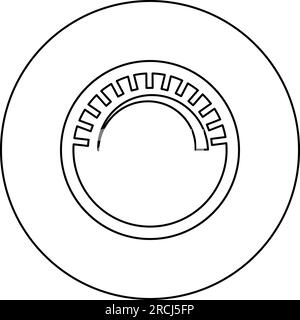 Knob regulation handle variation value regulating sign regulate level concept tuning button icon in circle round black color vector illustration Stock Vector