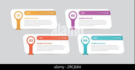 Minimalist designed modern text presentation step infographic card template Stock Vector