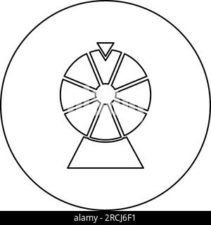 Fortune wheel drum lucky spin game casino gambling winner roulette icon in circle round black color vector illustration image outline contour line Stock Vector