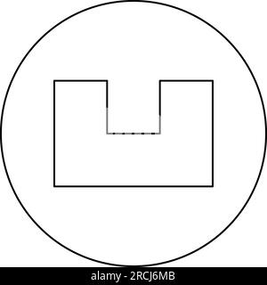 Pit with square hole ground dimple icon in circle round black color vector illustration image outline contour line thin style simple Stock Vector