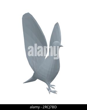 Pigeon vector polygonal character flat illustration. Dove pigeon seen in Side view - Polygonal style vector. 3D Stock Vector