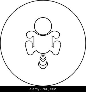 Child farts puffing icon in circle round black color vector illustration image outline contour line thin style simple Stock Vector