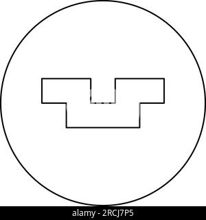 Pit with square hole ground dimple icon in circle round black color vector illustration image outline contour line thin style simple Stock Vector