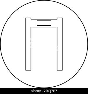 Metal detector arch airport frame control concept icon in circle round black color vector illustration image outline contour line thin style simple Stock Vector