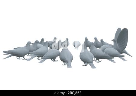 Pigeon gray birds polygonal sitting. Flat cartoon character design. Polygonal bird icon. Cute pigeon template. Vector illustration isolated on white b Stock Vector