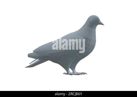 Pigeon vector polygonal character flat illustration. Dove pigeon seen in Side view - Polygonal style vector. 3D Stock Vector