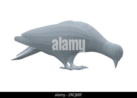 Pigeon vector polygonal character flat illustration. Dove pigeon seen in Side view - Polygonal style vector. 3D Stock Vector