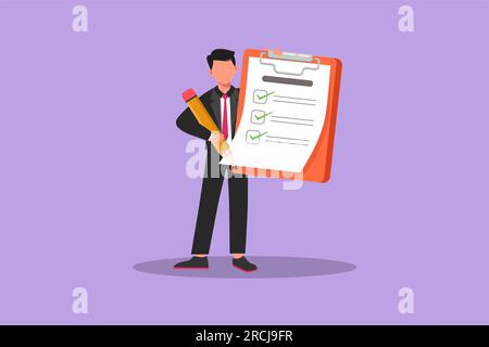 Cartoon flat style drawing active worker using the chainsaw. Wearing ...