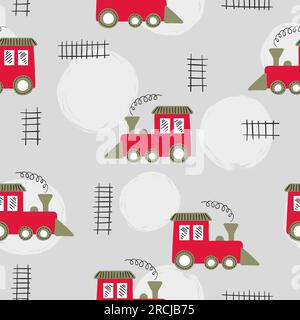 Seamless toy trains pattern. Baby print. Stock Vector