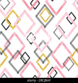 Seamless brush strokes pattern. Geometric background. Stock Vector