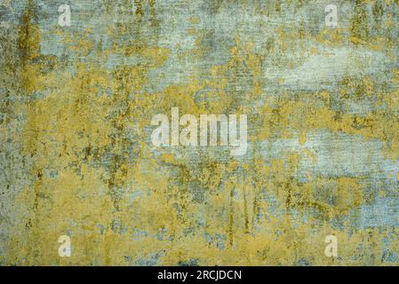 Background. Pattern. Yellow stained and worn concrete wall. Stock Photo
