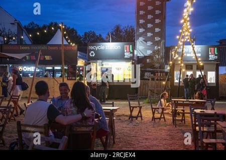 Gent, Belgium. 14th July, 2023. The recycling station pictured during the Gent Jazz festival in Gent, Friday 14 July 2023. This year's edition takes place from 5 to 15 July. BELGA PHOTO NICOLAS MAETERLINCK Credit: Belga News Agency/Alamy Live News Stock Photo