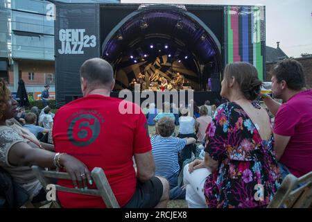 Gent, Belgium. 14th July, 2023. Illustration picture shows the Gent Jazz festival in Gent, Friday 14 July 2023. This year's edition takes place from 5 to 15 July. BELGA PHOTO NICOLAS MAETERLINCK Credit: Belga News Agency/Alamy Live News Stock Photo