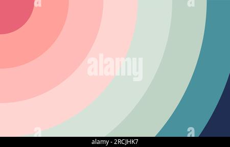 Vintage colorful circular wave background. 60s, 70s old fashioned design element. Retro striped colorful wallpaper. Quarter of a circle backdrop. Stock Vector