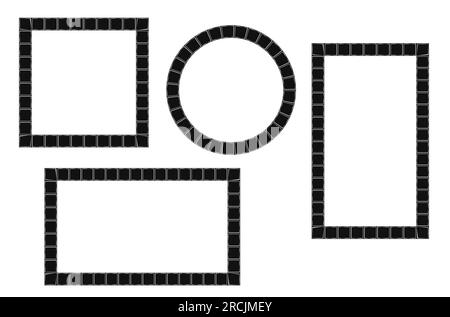Black and silver mosaic frames set Decorative tile design element for social media Vector illustrationa Isolated on white background Stock Vector