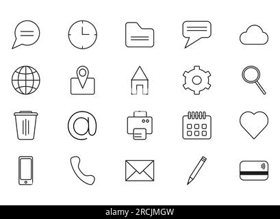 Line Icons set. Web icon collection Vector illustration Isolated on white background Stock Vector