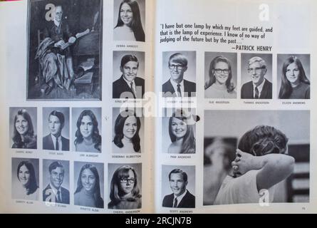 Vintage 1971 high school yearbook, USA Stock Photo