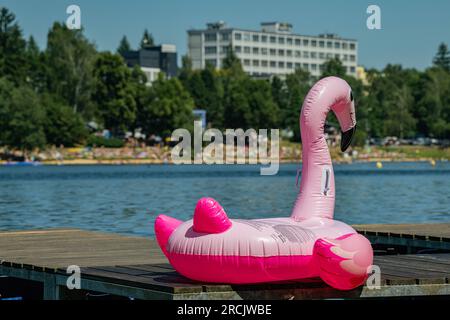 People enjoy hot summer weather at Mseno Dam, water reservoir in Jablonec nad Nisou, Czech Republic, July 15, 2023. (CTK Photo/Radek Petrasek) Stock Photo