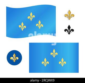 Blue banners with gold Fleur-de-lis symbol of French Bourbon Dynasty Flags and icons collection Vector illustration Isolated on white background Stock Vector