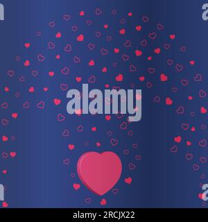 Hearts arch and people silhouette Holiday background Vector illustration Isolated on blue background Stock Vector