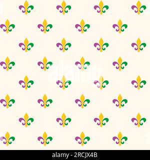 Mardi Gras Fleur De Lis seamless pattern Cartoon design element Vector illustration Isolated on light background Stock Vector
