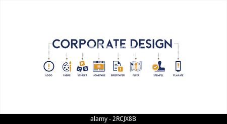 Banner corporate design vector illustration concept with the icon of logo, farbe, schrift, homepage, brief paper, flyer, stempel and plakate Stock Vector